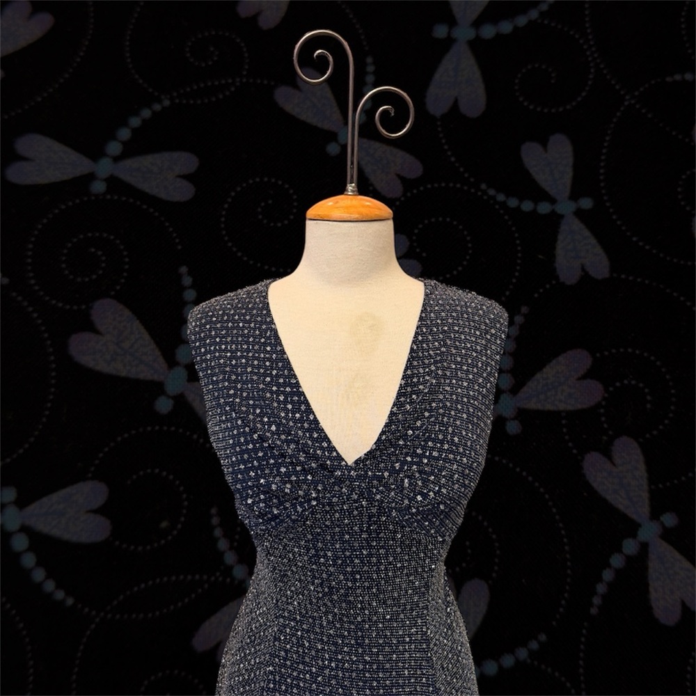Enfocus Studio Navy V-Neck Sparkle Knit Dress